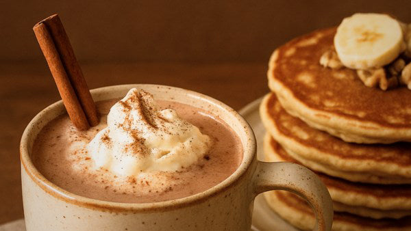 Rezepte mit Herz für trübe Tage - Becher heiße Schokolade und Pfannkuchen
